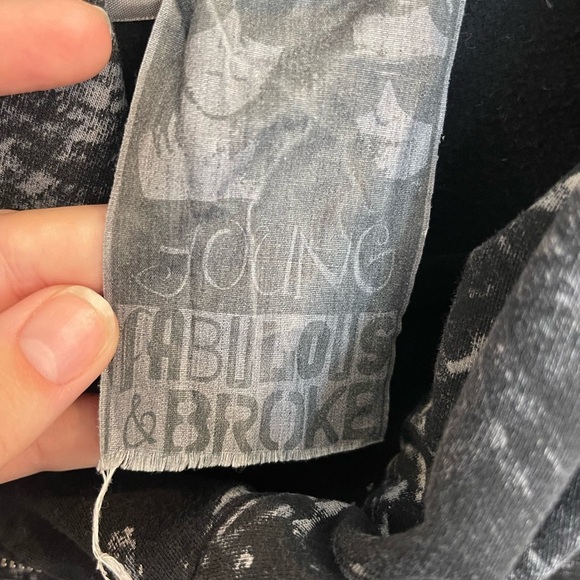 Young Fabulous & Broke Zip Up Black Tie-Dye MOTO Fold Down Hoodie Jacket - Small - Picture 5 of 7